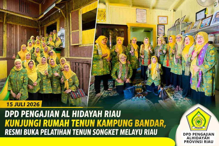 DPD Pengajian Al Hidayah Riau Kunjungi Rumah Tenun Kampung Bandar, Buka Pelatihan Tenun Songket Melayu